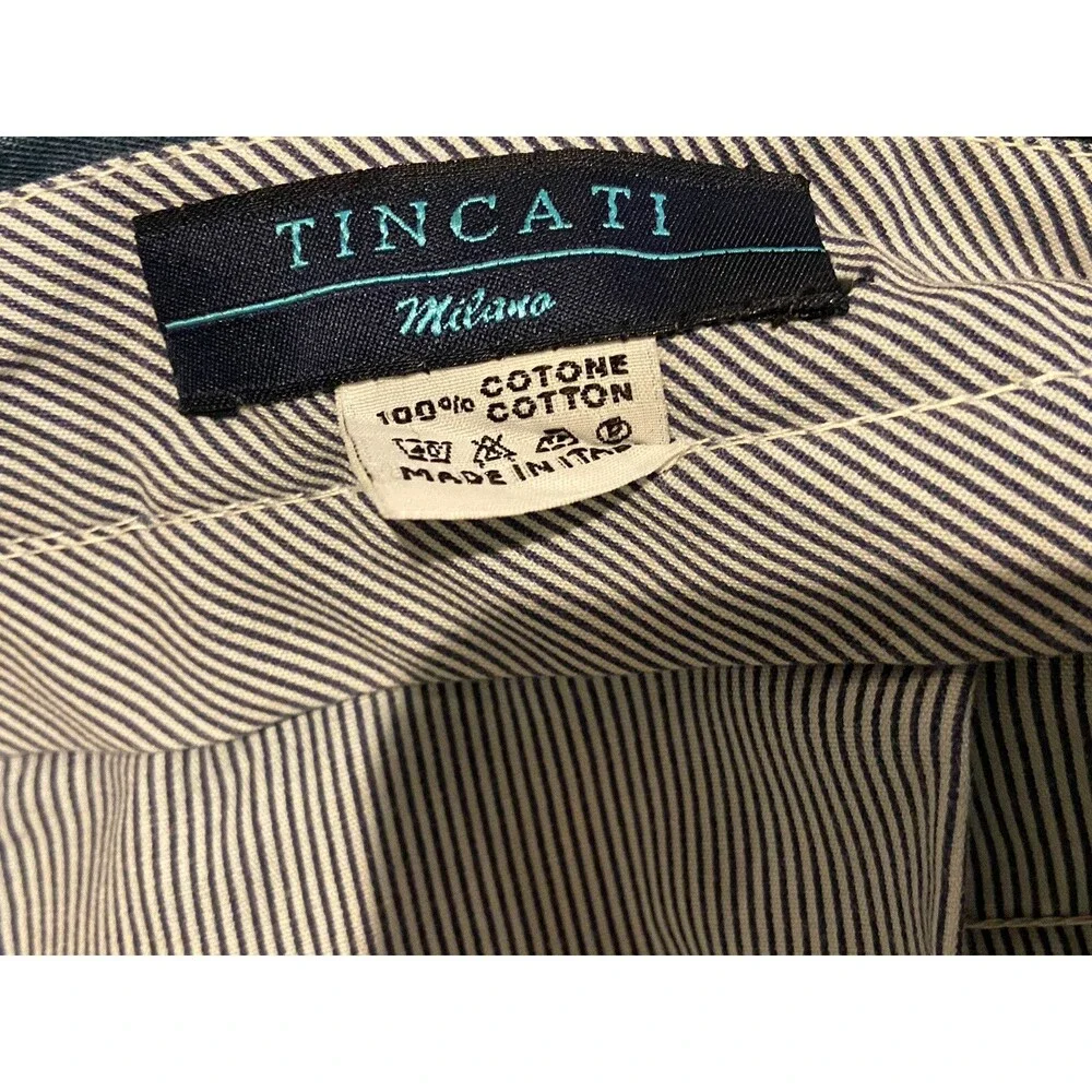 Tincati Milano Mens Italian Cotton Chambray Trouser Size 40 Blue Tailored Luxury
